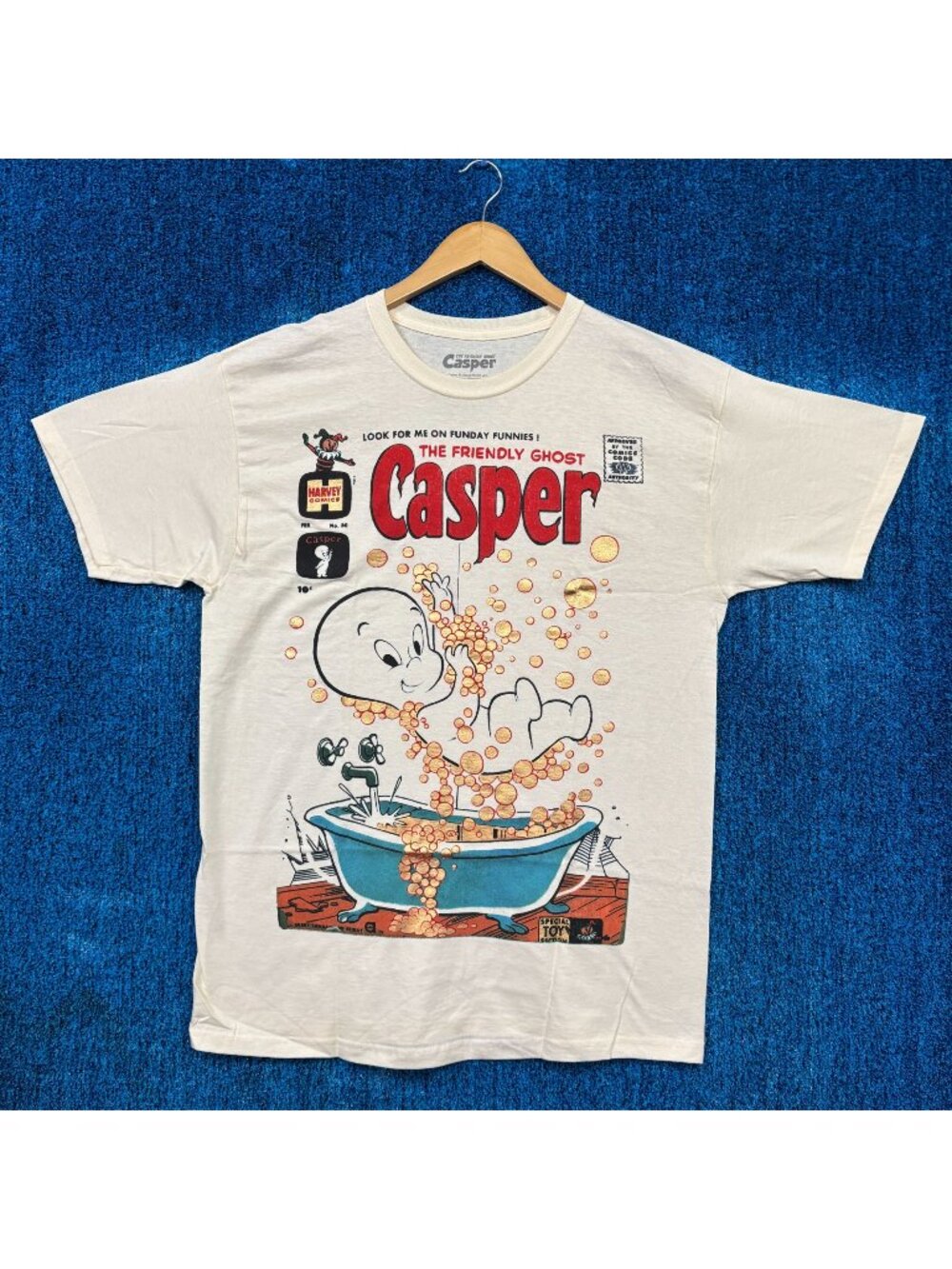Casper The Friendly Ghost Cartoon Beige T-Shirt Size Large